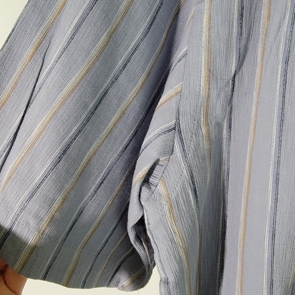 NWT VAN HEUSEN Studio Gray Striped Short Sleeve Button-Down Shirt Size S Soft - Picture 6 of 11